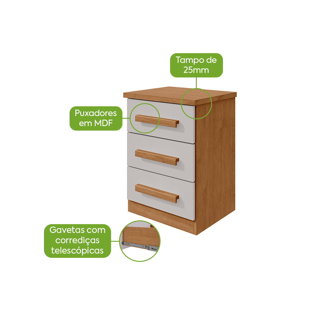 MESA DE CABECEIRA BAIAO 2021 3 GAV — AMENDOA CLEAN/OFF WH