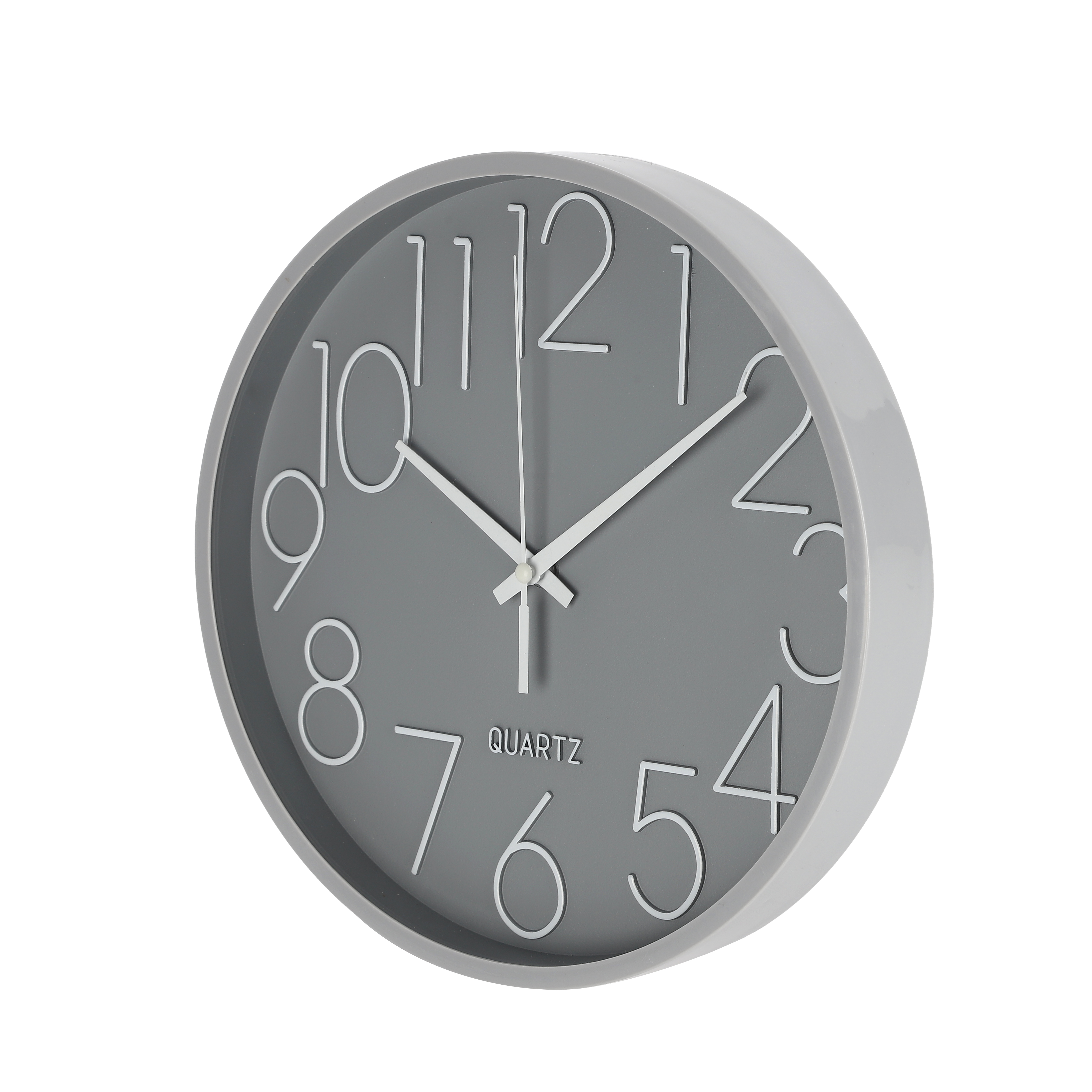 RELOGIO DE PAREDE CINZA COM NUMEROS BRANCOS
DIÂMETRO - 24CM