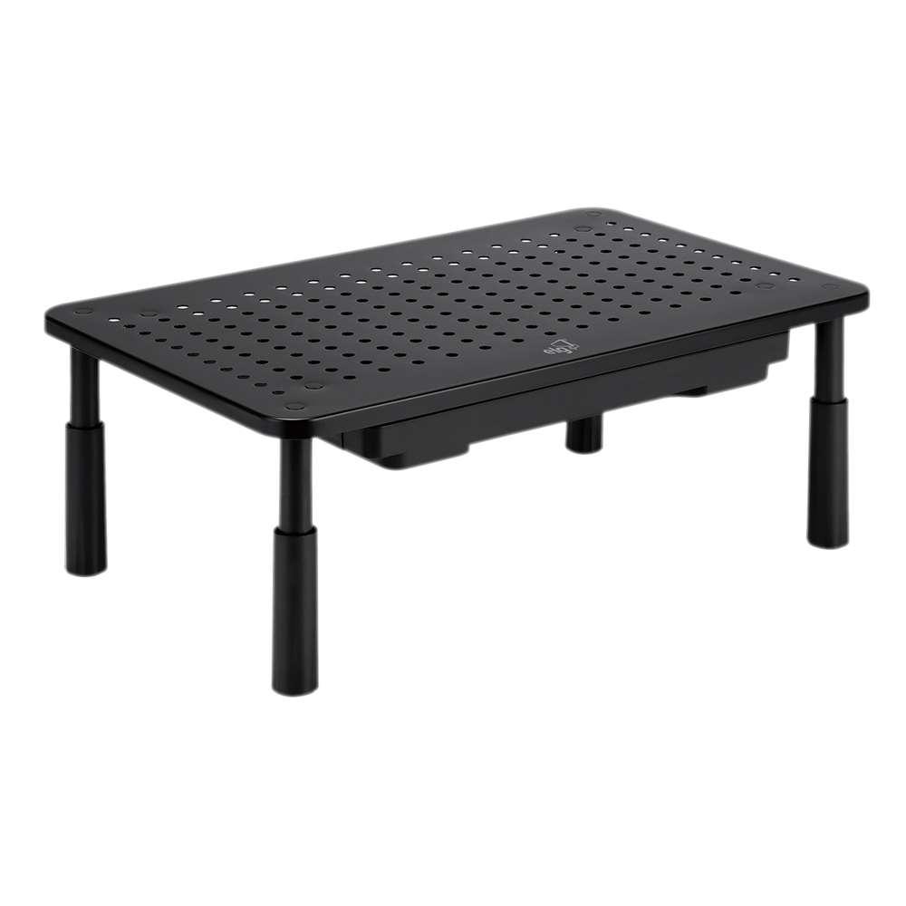 SUPORTE ORGANIZADOR DE MESA PARA MONITOR - NOTEBOOK - C/ AJUSTE DE ALTURA E GAVETA - SM087 - ELG