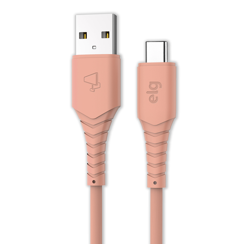 TC12R - CABO 3A USB TIPO-C EMBORRACHADO - 1,2 METRO - SALMÃO - ELG