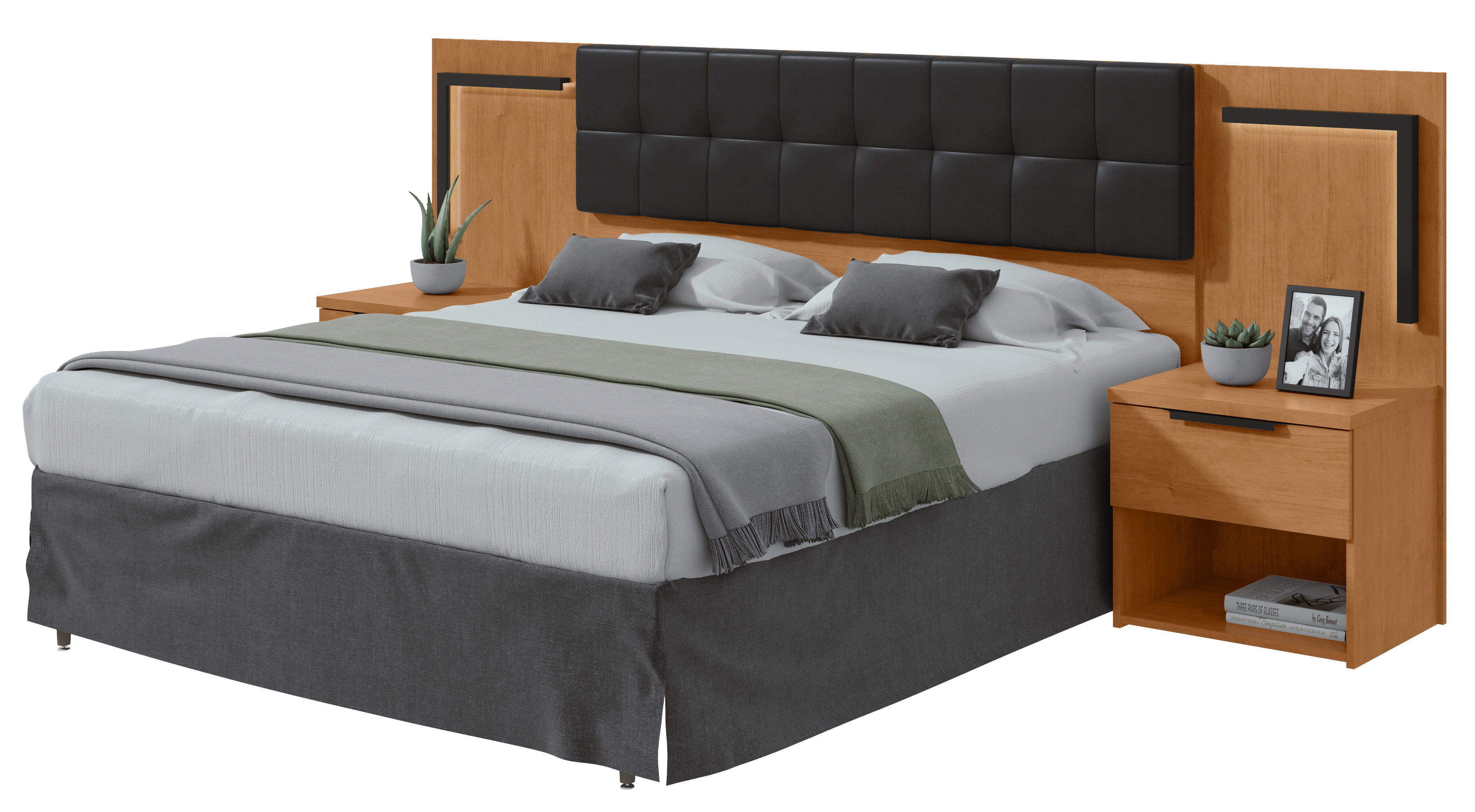 CABECEIRA BOX 1,6 CALITAN 2023     AMENDOA CLEAN/PRETO#KORINO PRETO#C/LED