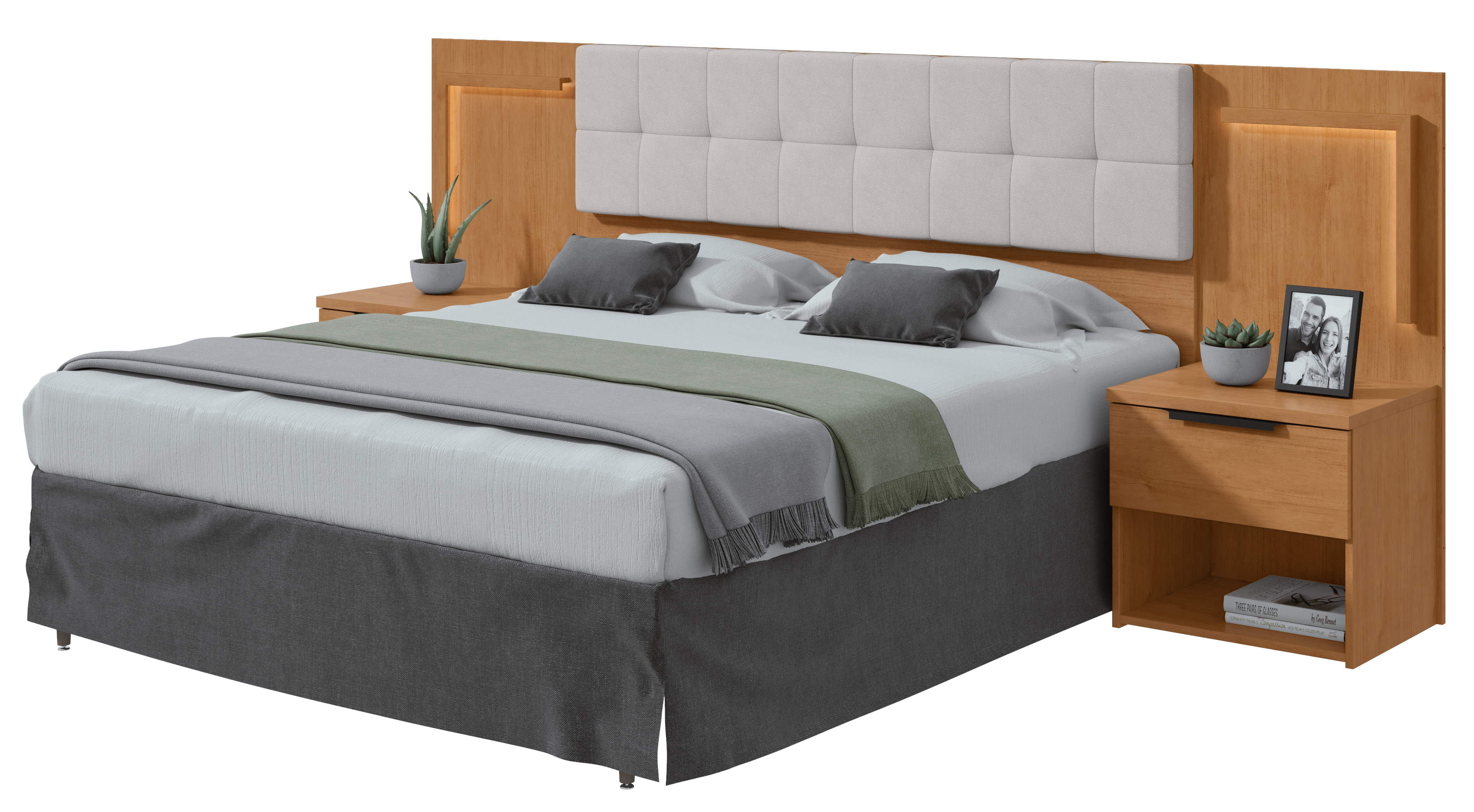 CABECEIRA BOX 1,6 CALITAN 2023     AMENDOA CLEAN#CORANO BEGE#C/LED