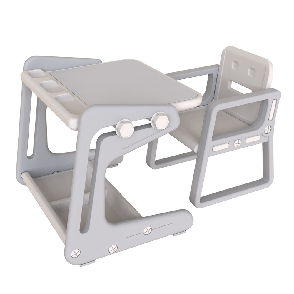 C180GY -  MESA + CADEIRA PARA ESTUDO E DESENHO C/ MESA MAGNETICA E LOUSA - 1 A 6 ANOS - CINZA  - ELG