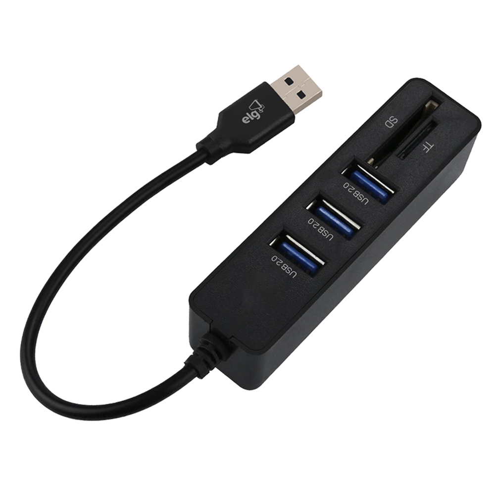 HUB51SD - ADAPTADOR HUB USB 5 EM 1 - ENTRADA USB PARA 3 PORTAS USB-A + 1 PORTA Mini SD Card + 1 PORTA Micro SD Card