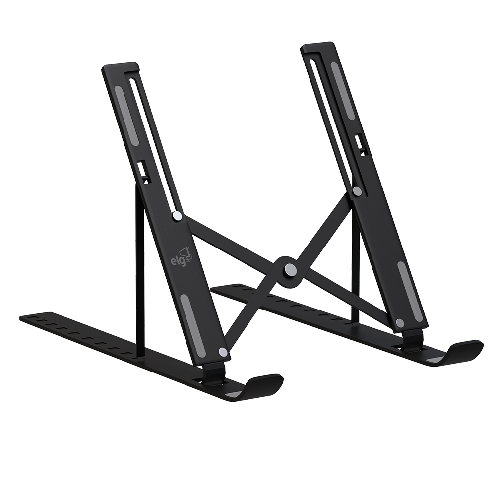 SUPORTE DE MESA PORTATIL PARA NOTEBOOK / LAPTOP - 10" a 17,3"- 10 NÍVEIS DE ALTURA - PRETO - NTB8520B - ELG