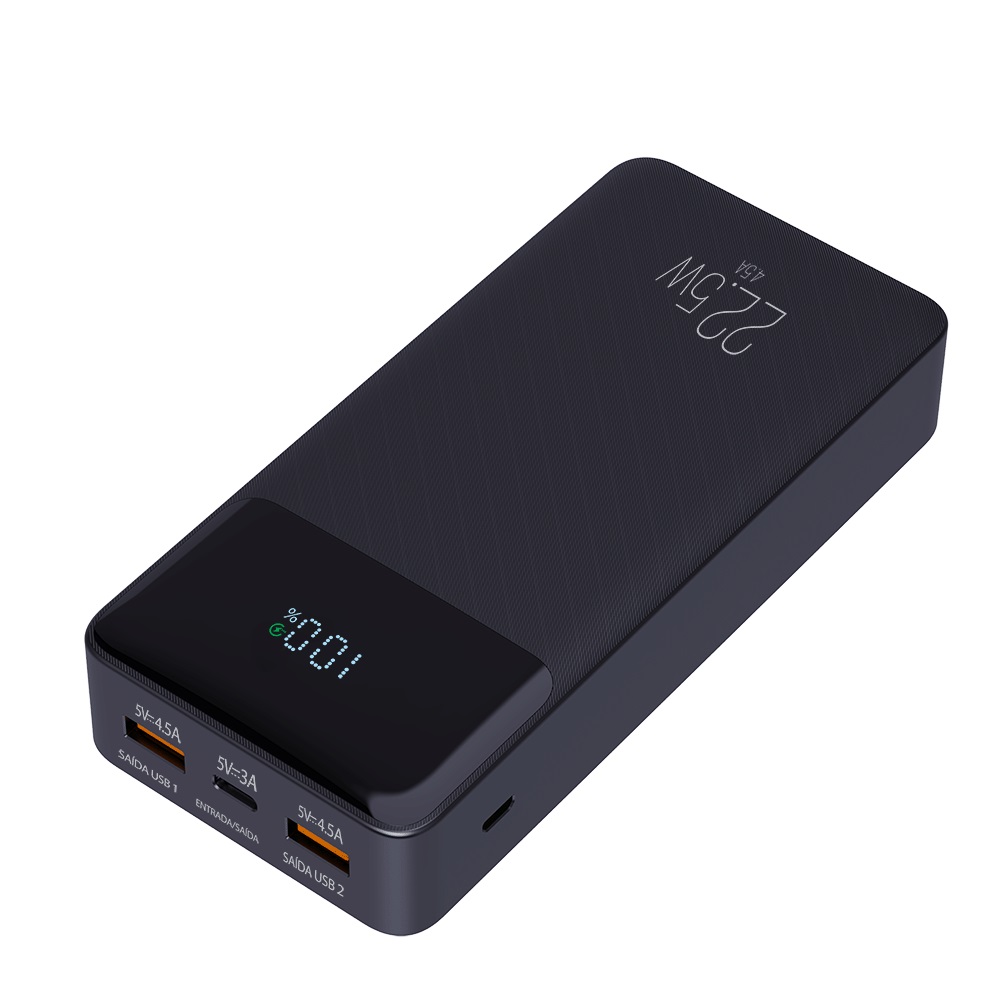 POWER BANK 20000MAH COM DISPLAY INDICADOR - PRETO - PB200BK