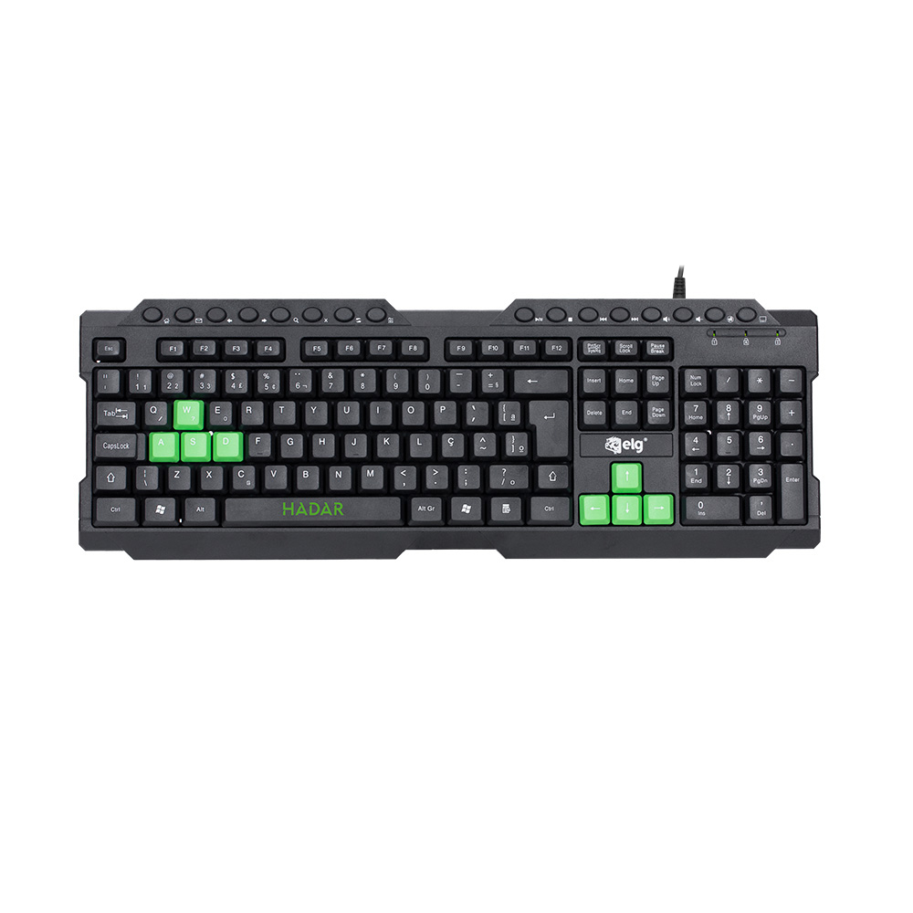 Teclado Gamer ELG Hadar com Membrana, Anti-Ghosting, Teclas Multimídia, Layout ABNT2, Preto, Pincel de Limpeza Incluso - TGHD
