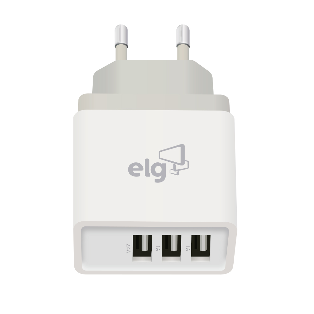 CARREGADOR DE PAREDE UNIVERSAL BIVOLT 3 SAIDAS USB 3.4A (2X1A / 1X2.4A) PARA CARGA RAPIDA - WC3S