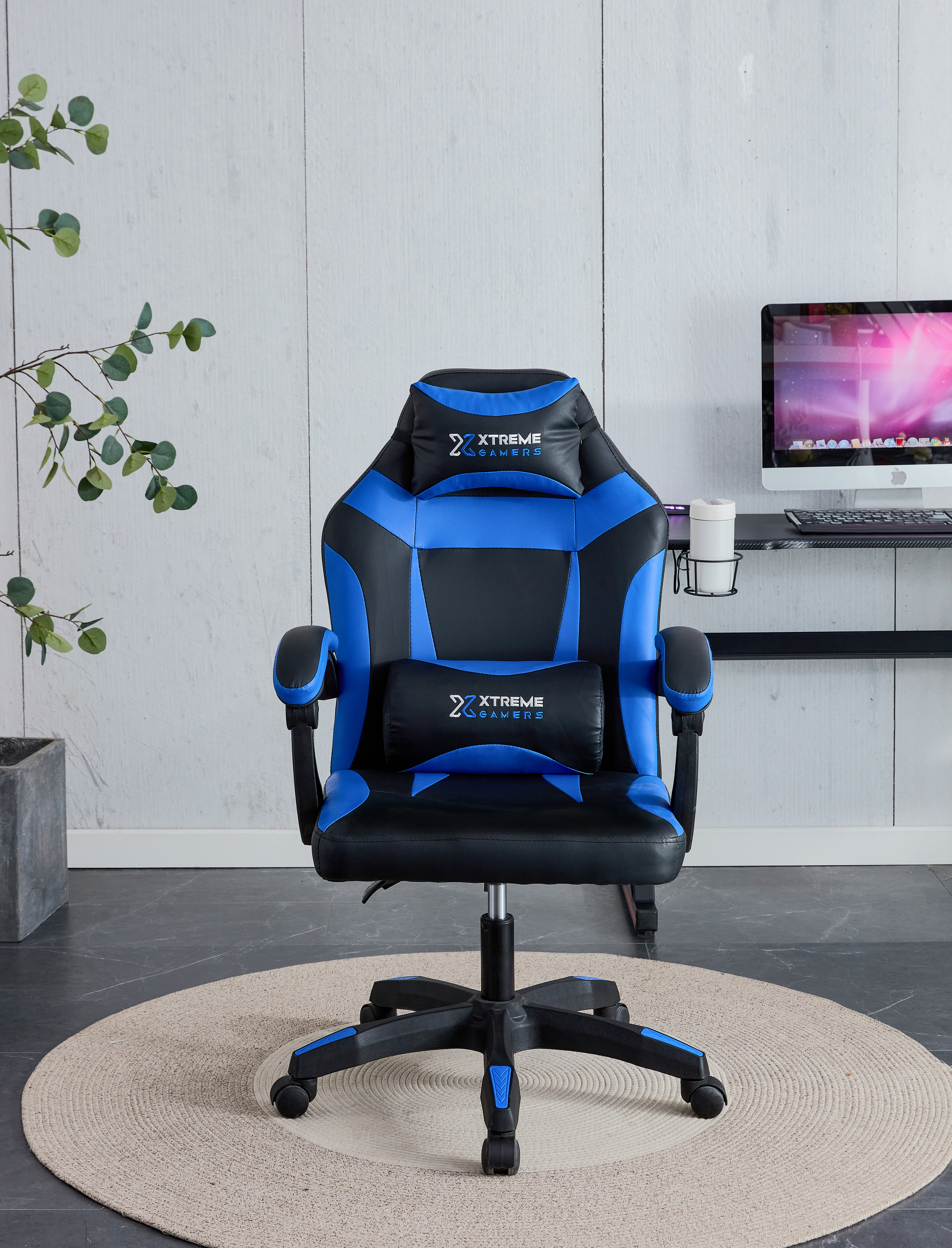 CADEIRA XTREME GAMERS SUPRA PRETA E AZUL NA