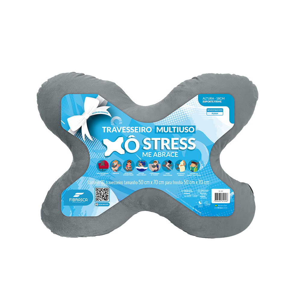 TRAVESSEIRO XO STRESS FIBRA GRAFITE 50X70