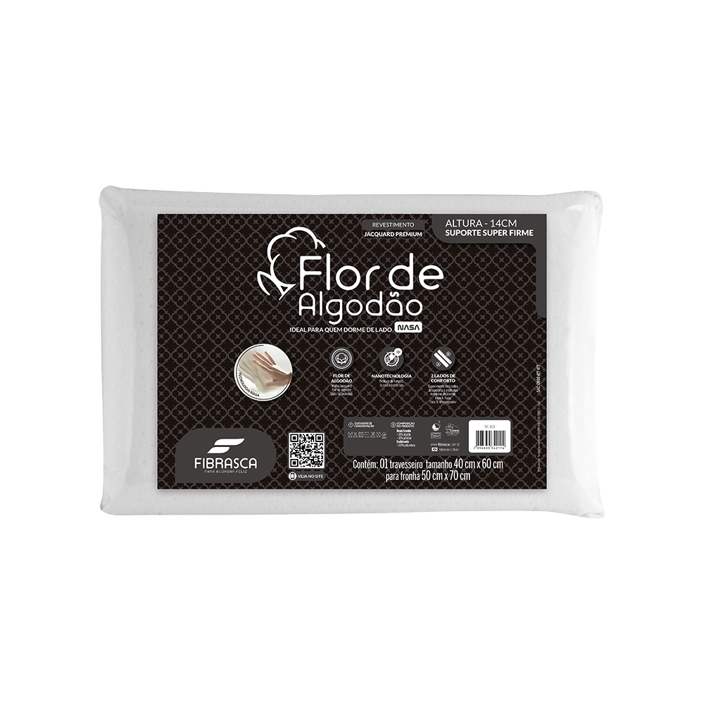 TRAVESSEIRO NASA SUPER FLOR DE ALGODÃO 40X60X14