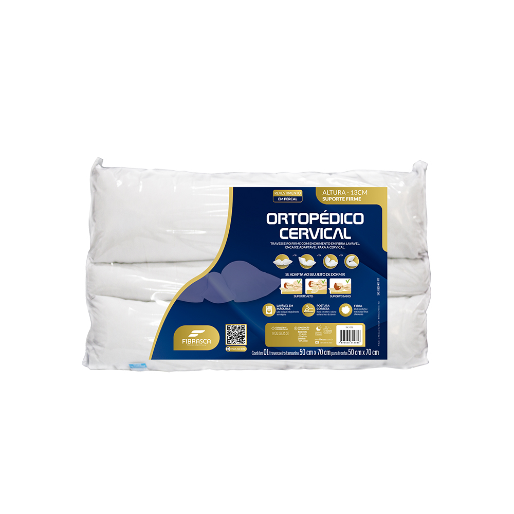TRAVESSEIRO ORTOPÉDICO CERVICAL FIBRA 50X70X13