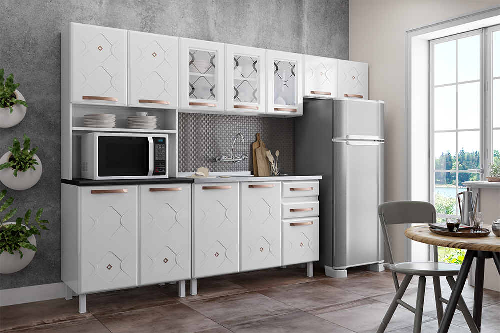 COZINHA COMPACTA 63 MIRAGE NEW BRANCA P/MICRO 3 VID