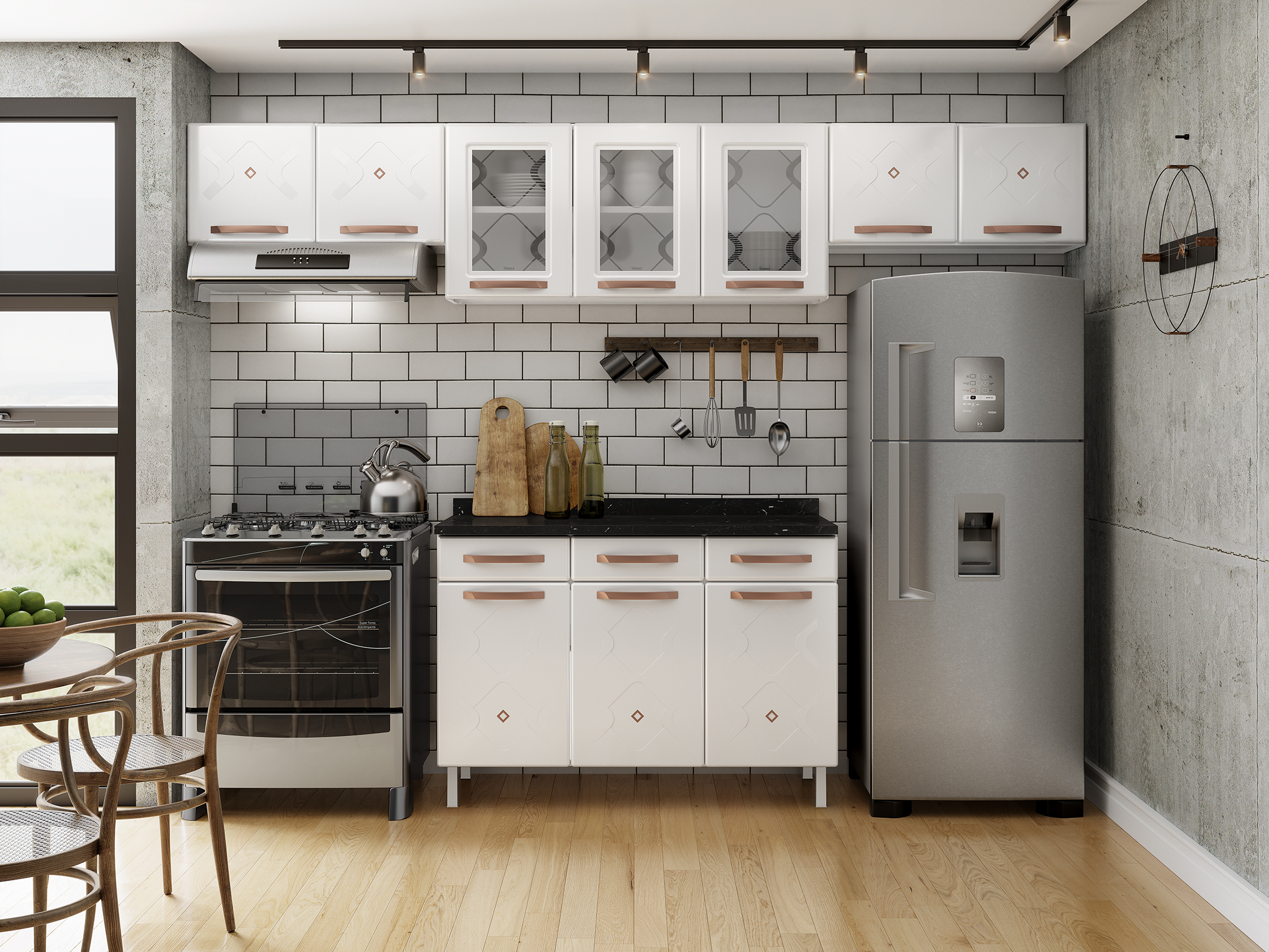 COZINHA COMPACTA 75 MIRAGE NEW BRANCO - 3 VID 3 GV