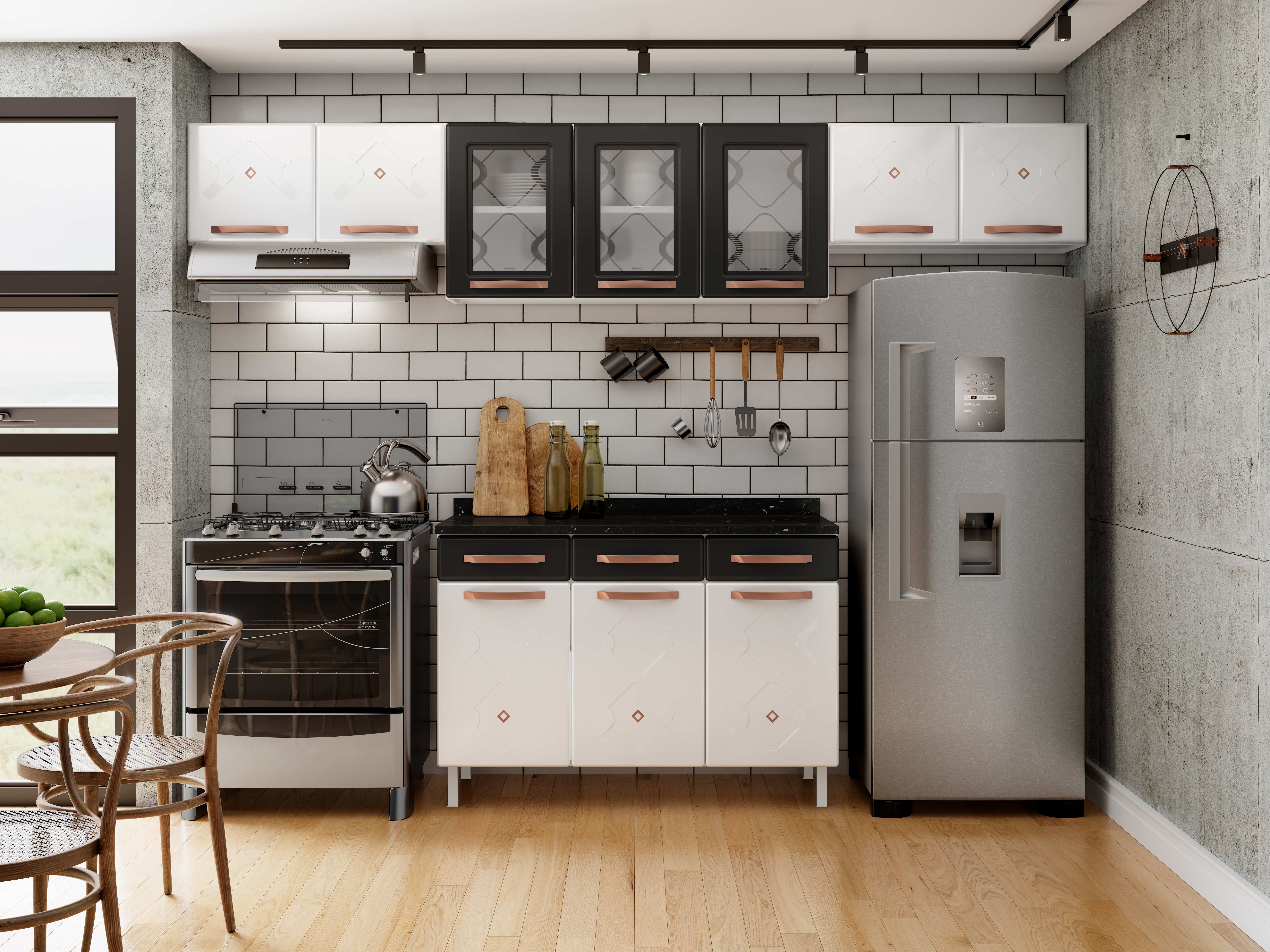 COZINHA COMPACTA 75 MIRAGE NEW PRETO - 3 VID 3 GV