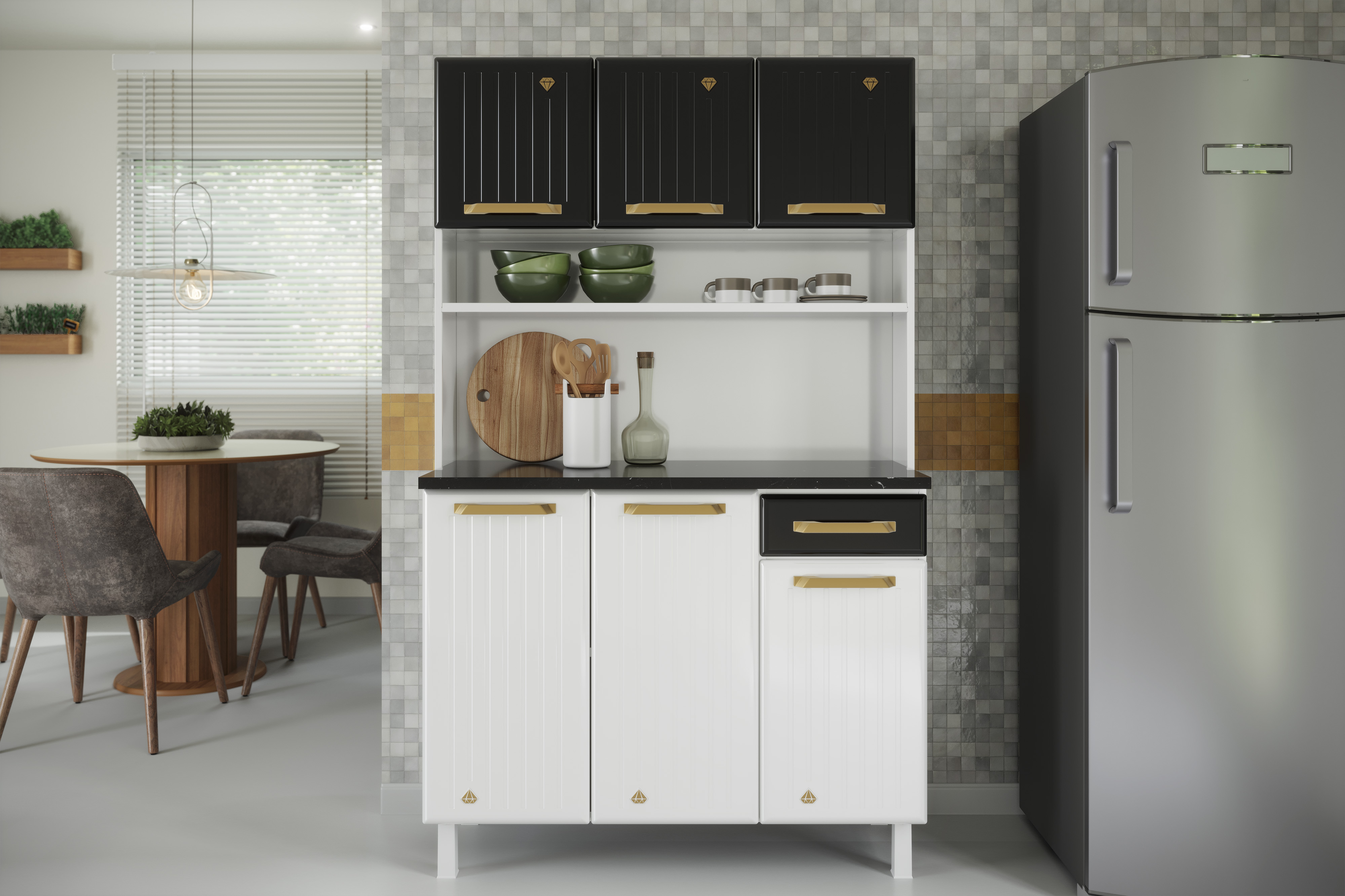 KIT TRIPLO C/TAM 1GV 3P BAIXA DIAMANTE NEW SMART PRETO