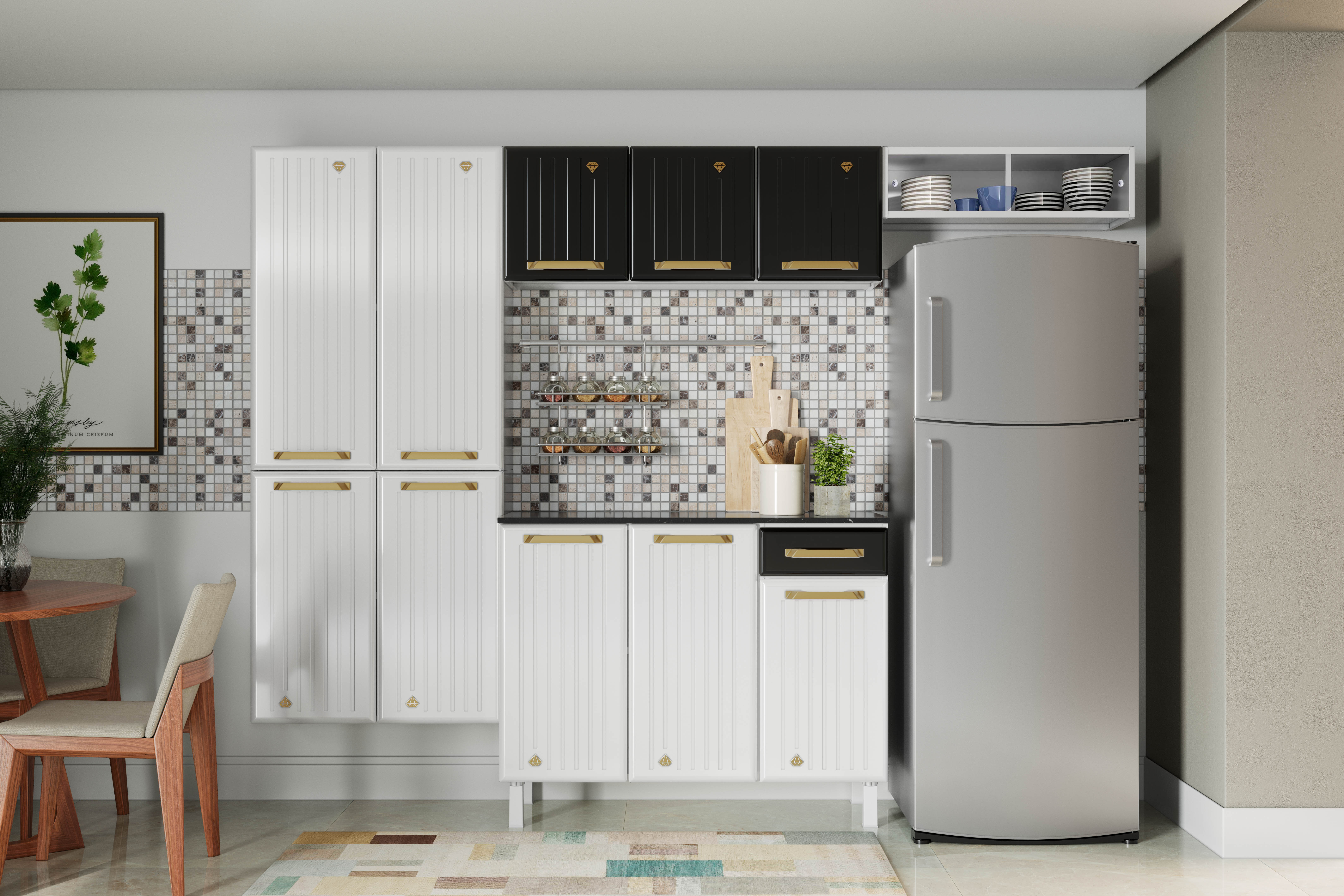 COZINHA COMPACTA 10 DIAMANTE NEW SMART PRETO - NICHO C/VID