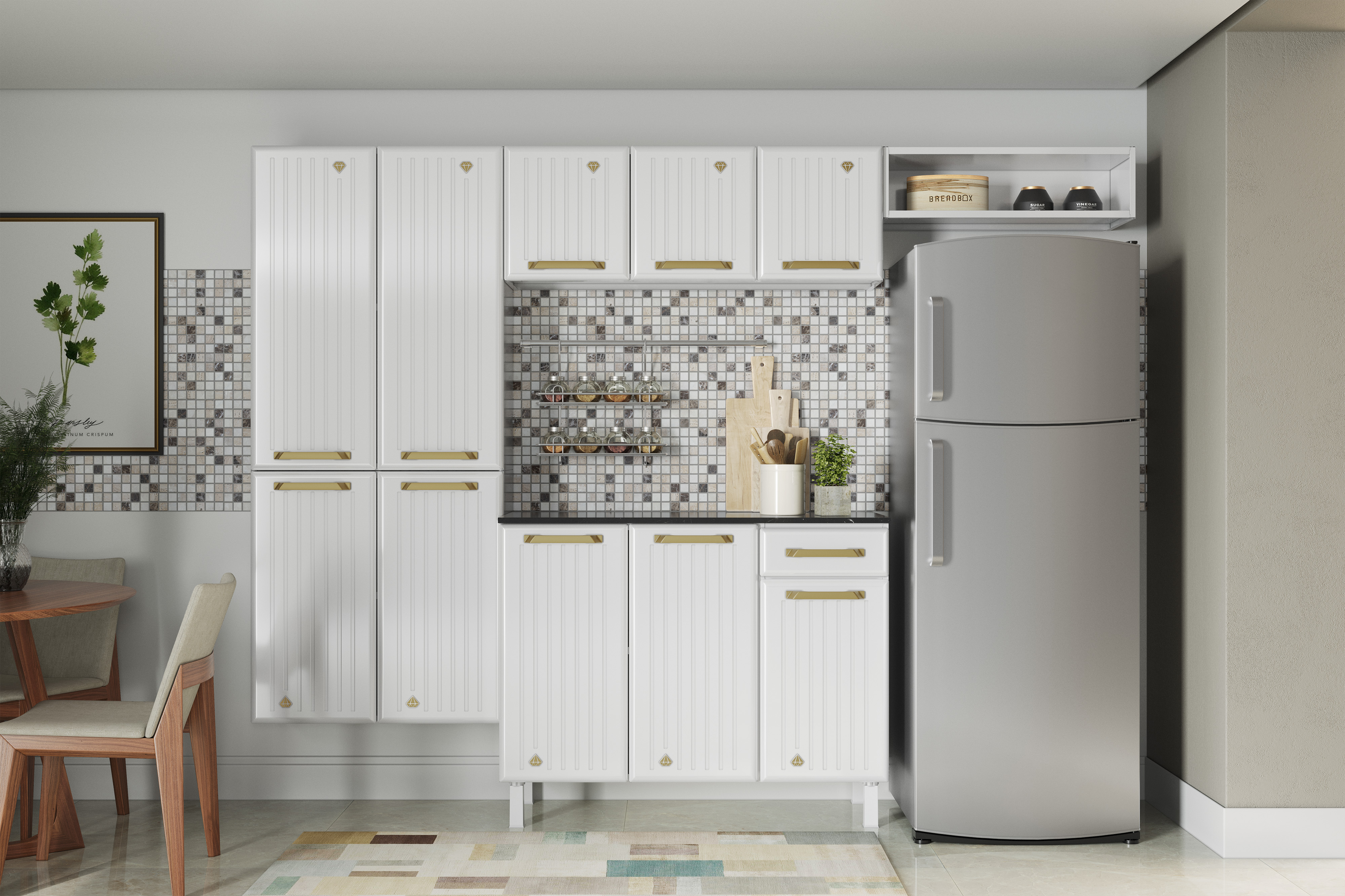 COZINHA COMPACTA 25 DIAMANTE NEW SMART BRANCA COM BALCAO 1GV