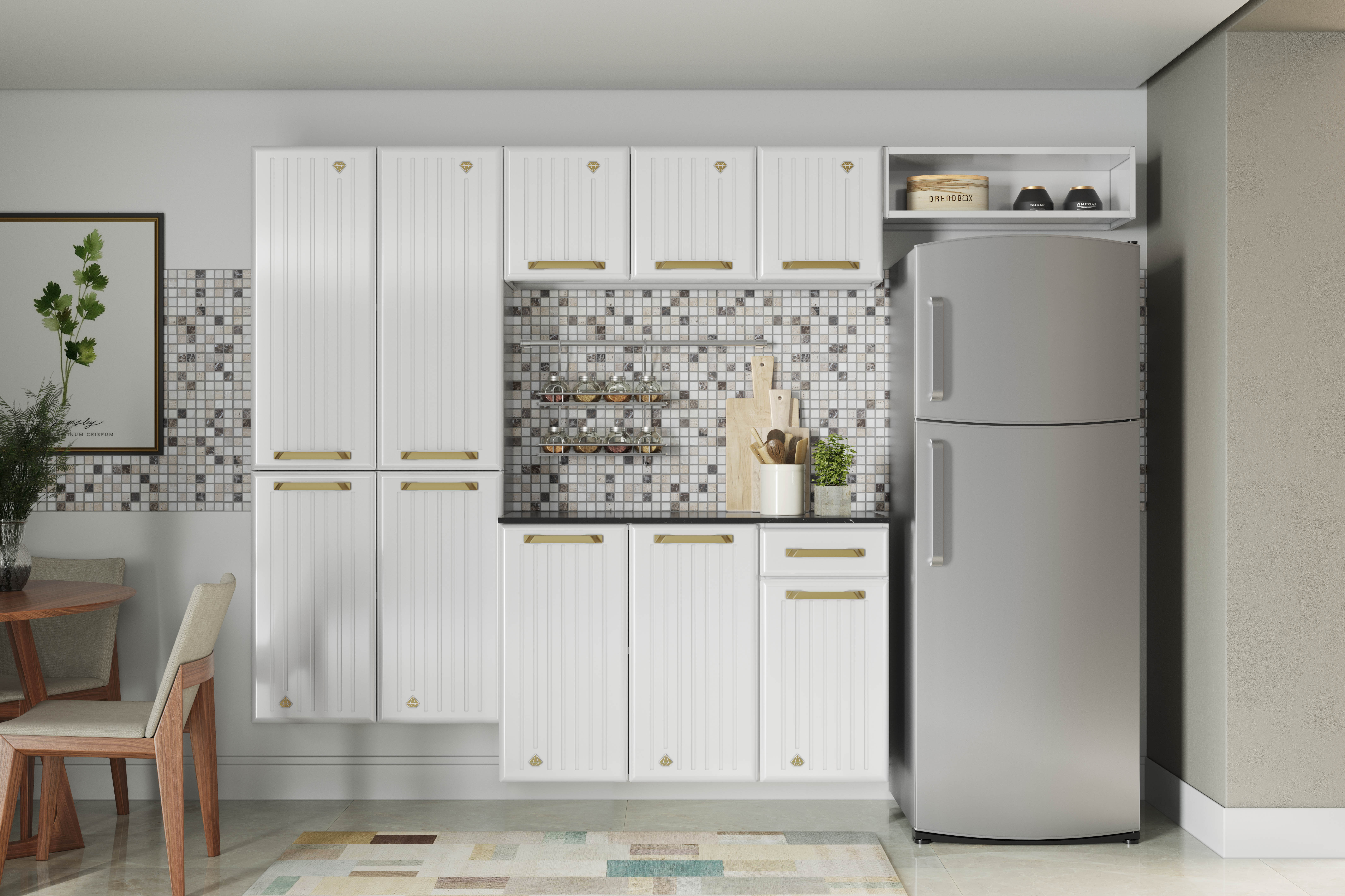 COZINHA COMPACTA 27 DIAMANTE NEW SMART BRANCO - C/BALC SUSP
