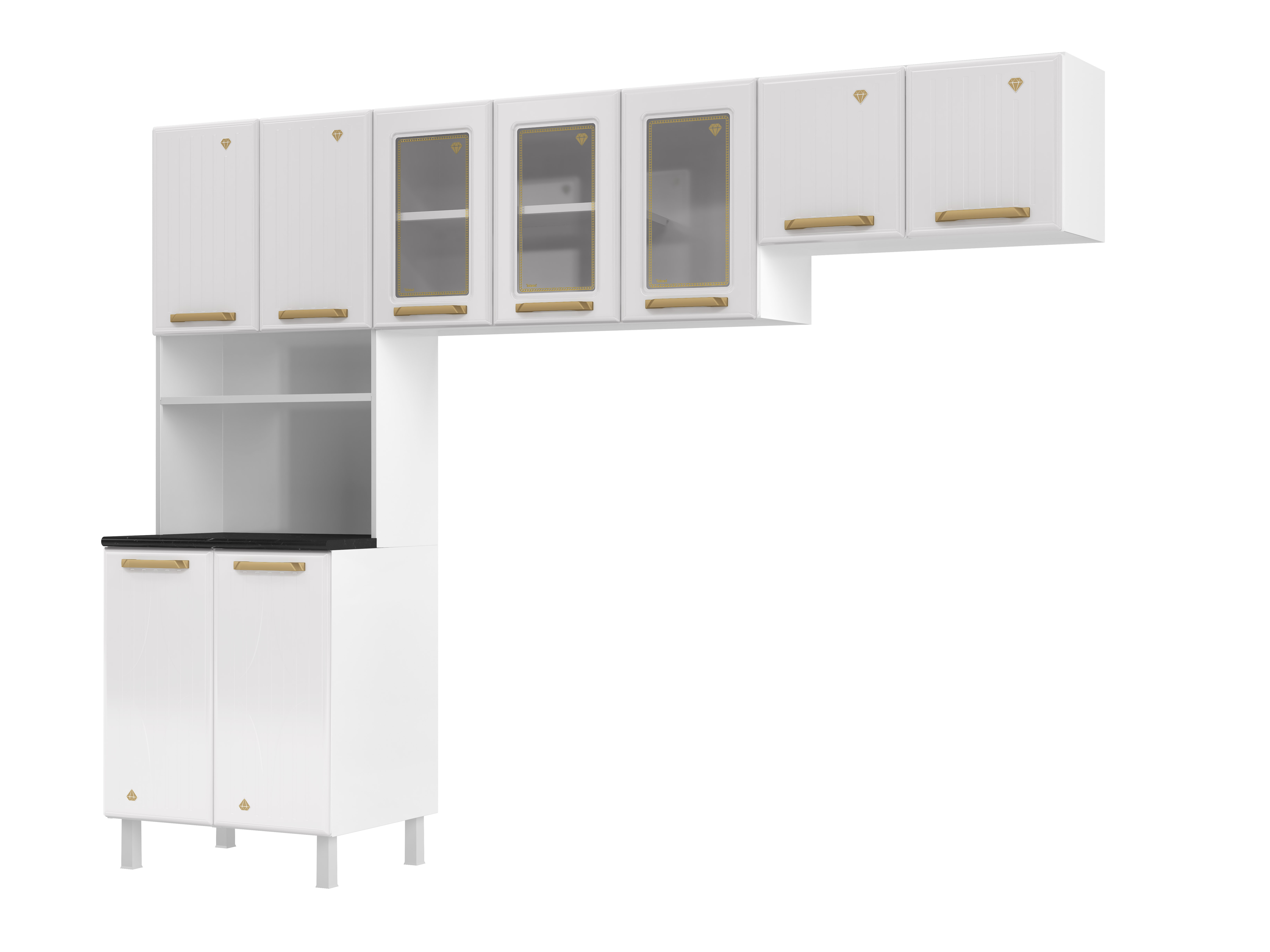 COZINHA COMPACTA 44 DIAMANTE NEW BRANCA - 3 VID KIT P/MICROONDAS