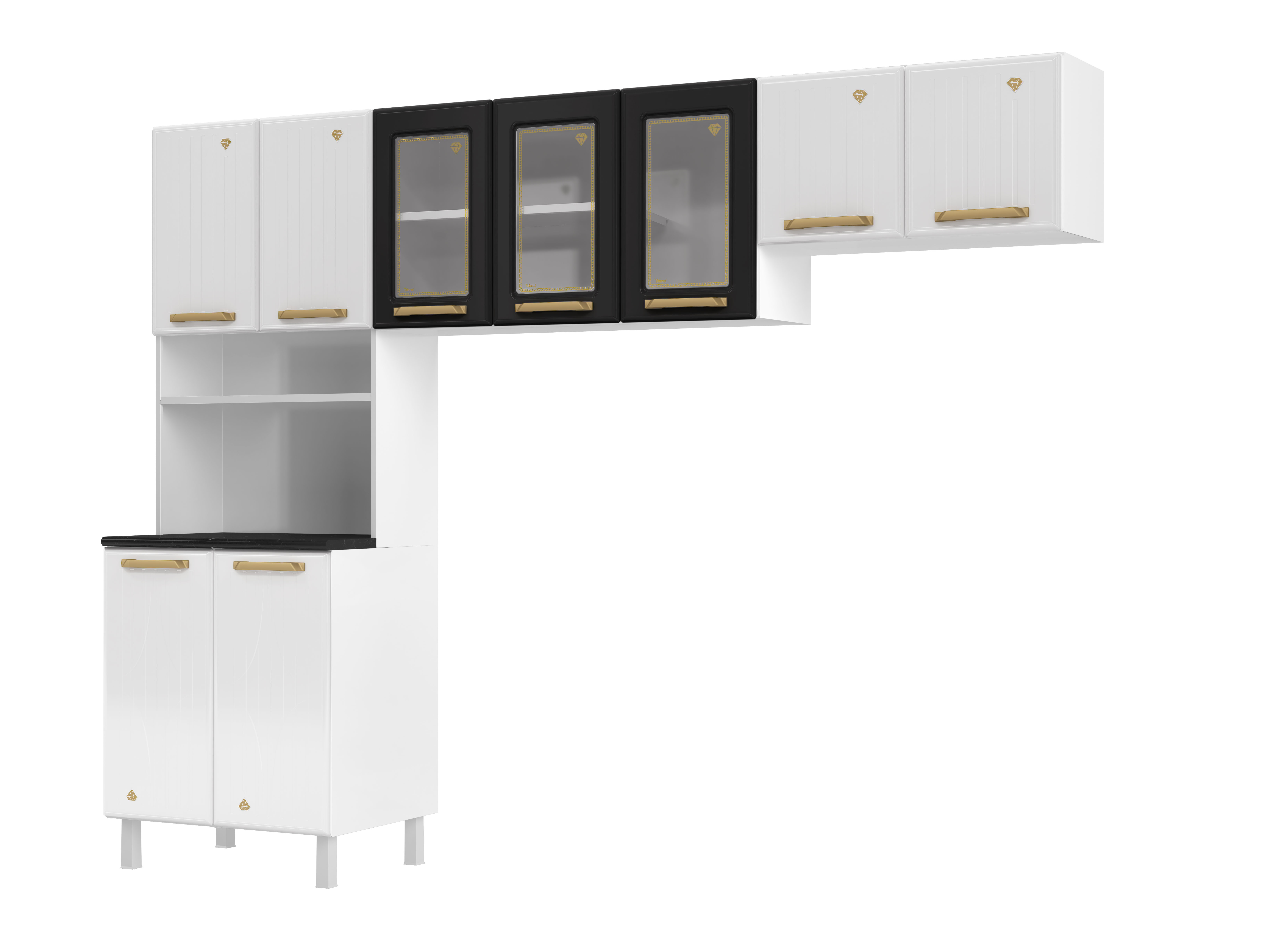 COZINHA COMPACTA 44 DIAMANTE NEW PRETA - 3 VID KIT P/MICROONDAS