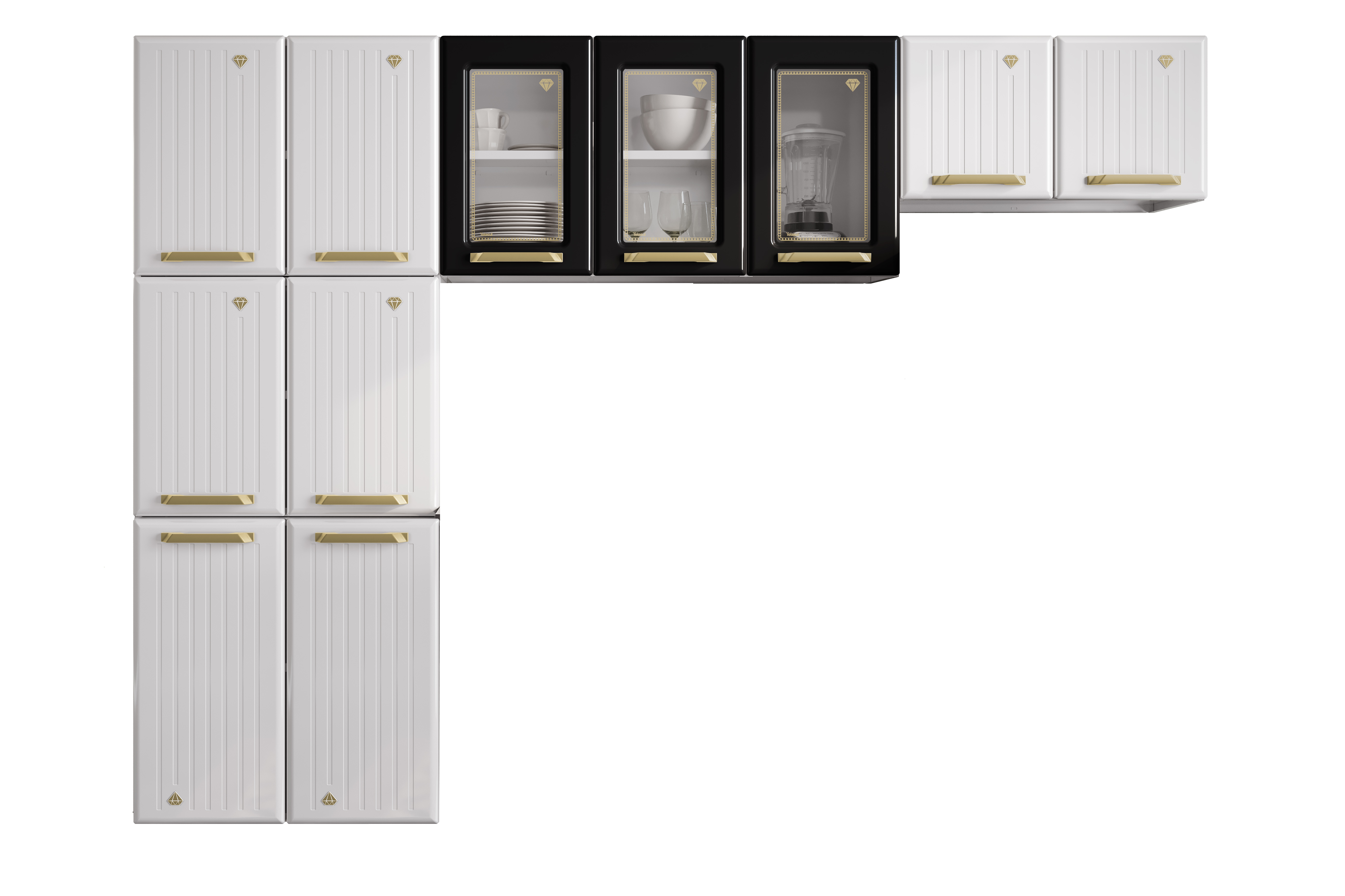 COZINHA COMPACTA 60 DIAMANTE NEW PRETO - 3 VID
