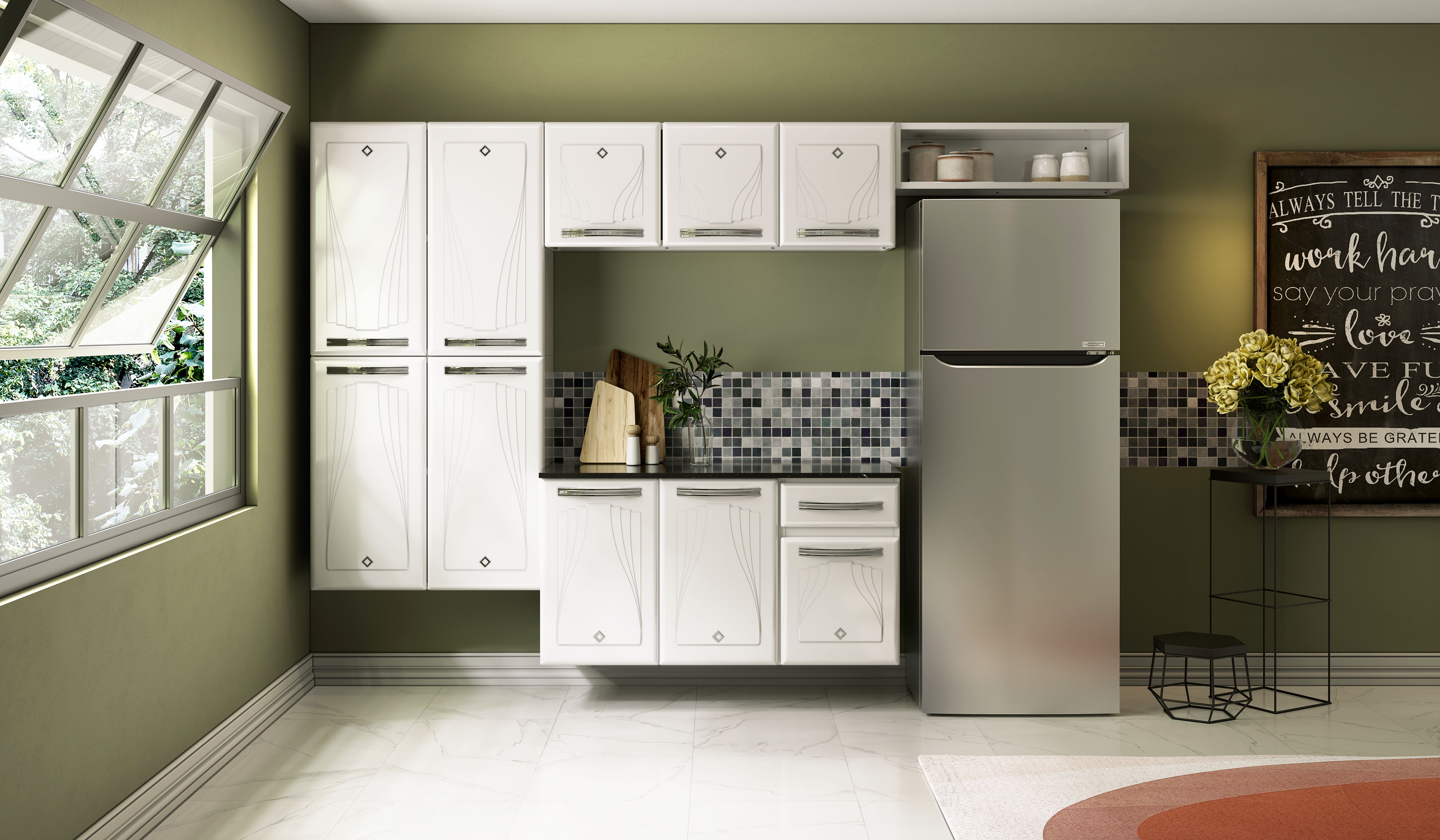 COZINHA CRISTAL COMPACTA 27 BRANCO - C/BALC SUSP