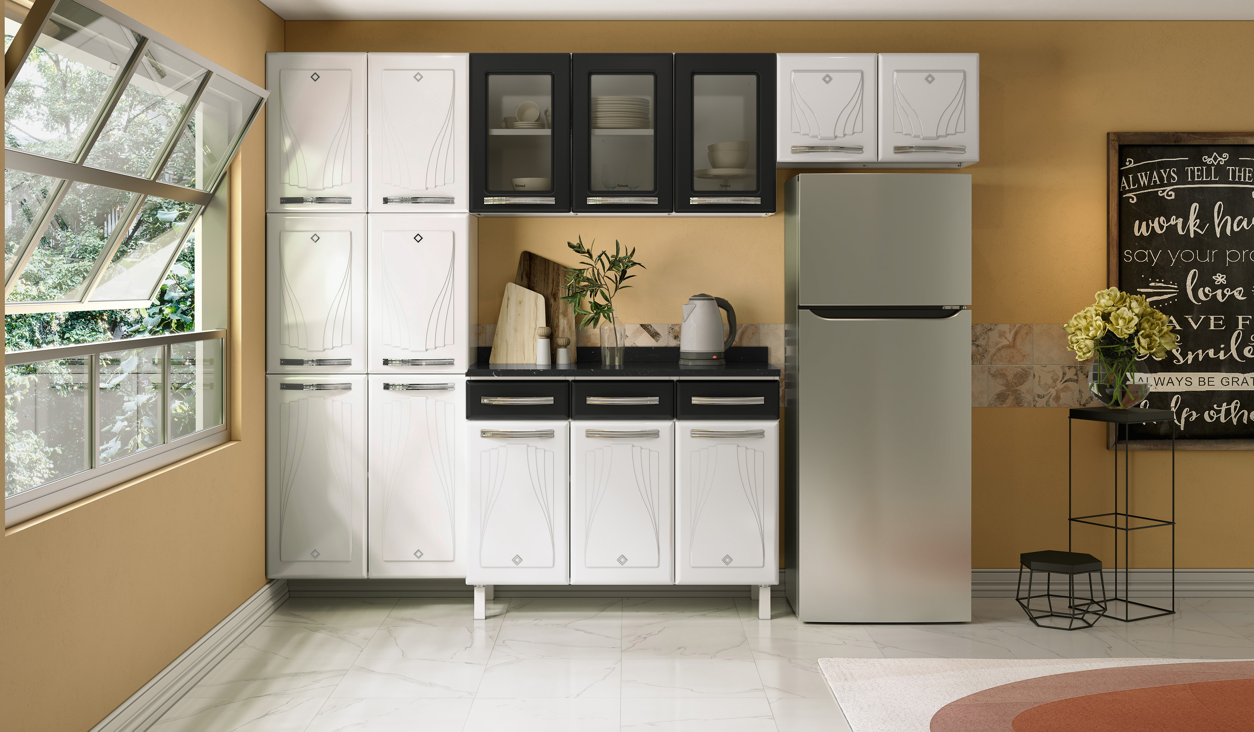 COZINHA CRISTAL COMPACTA 03 PRETO - 3 VID