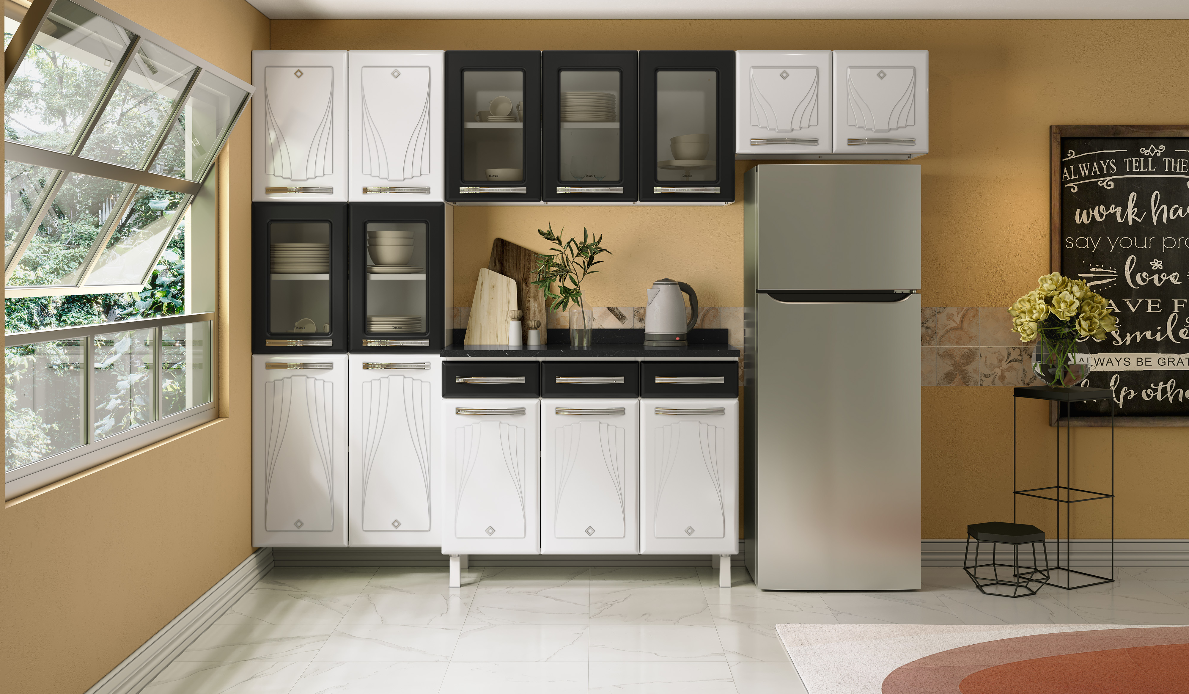 COZINHA CRISTAL COMPACTA 61 PRETO - 5 VID