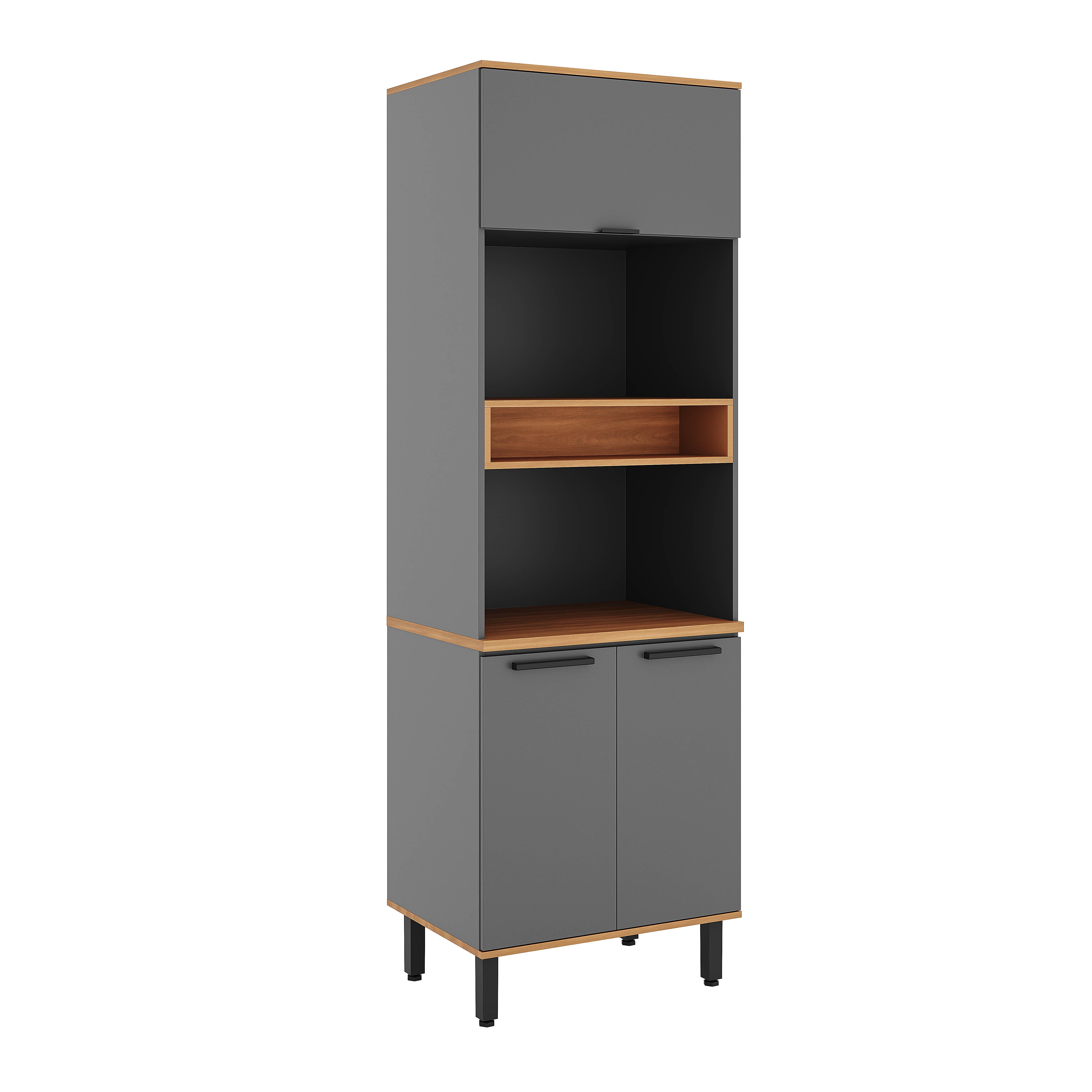 PANELEIRO CASTANHA 700MM P/MICRO E FORNO 2PT 1PT BAS CINZA/FREIJO