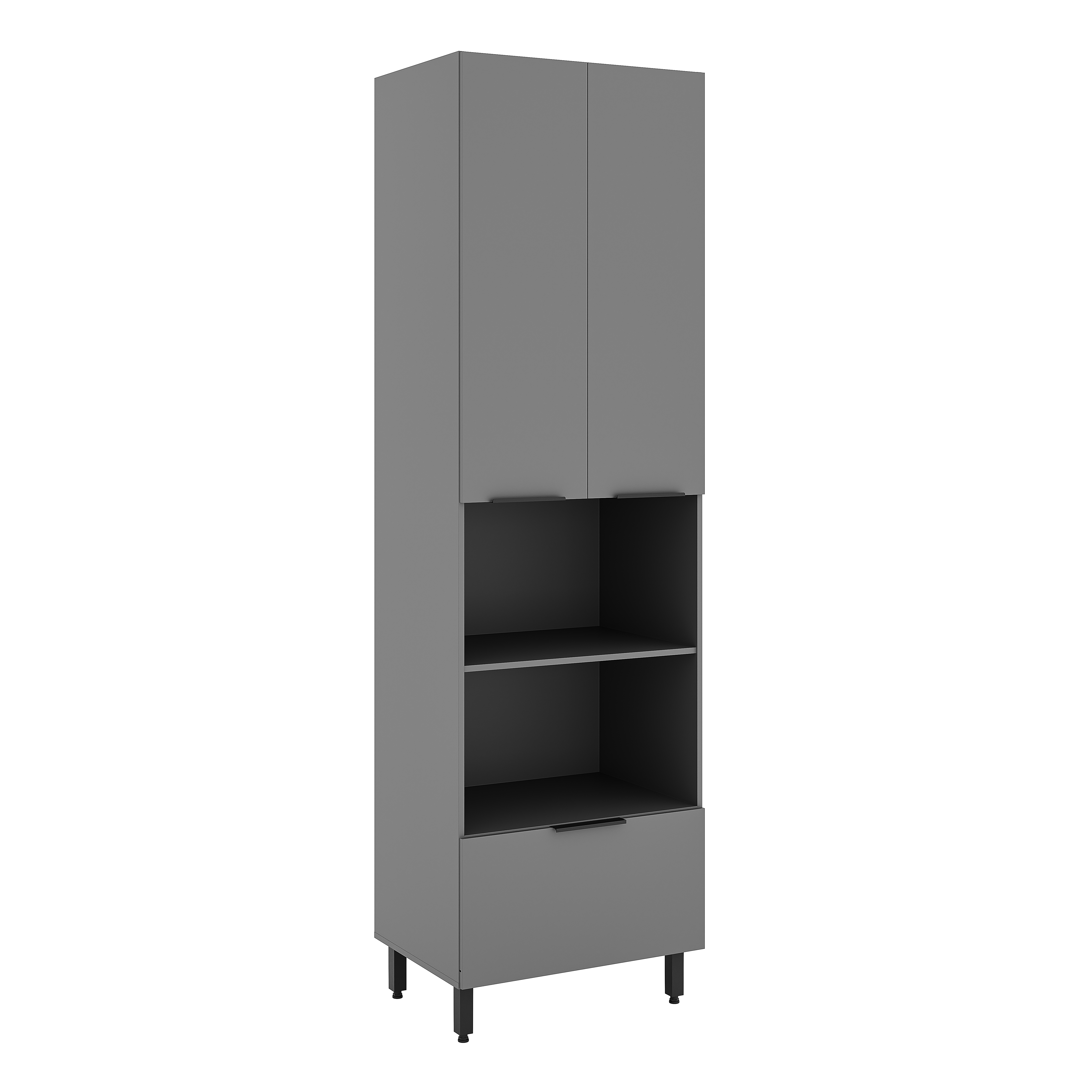 PANELEIRO LUMINA 700MM P/MICRO E FORNO 2PT 1GV CINZA/CINZA