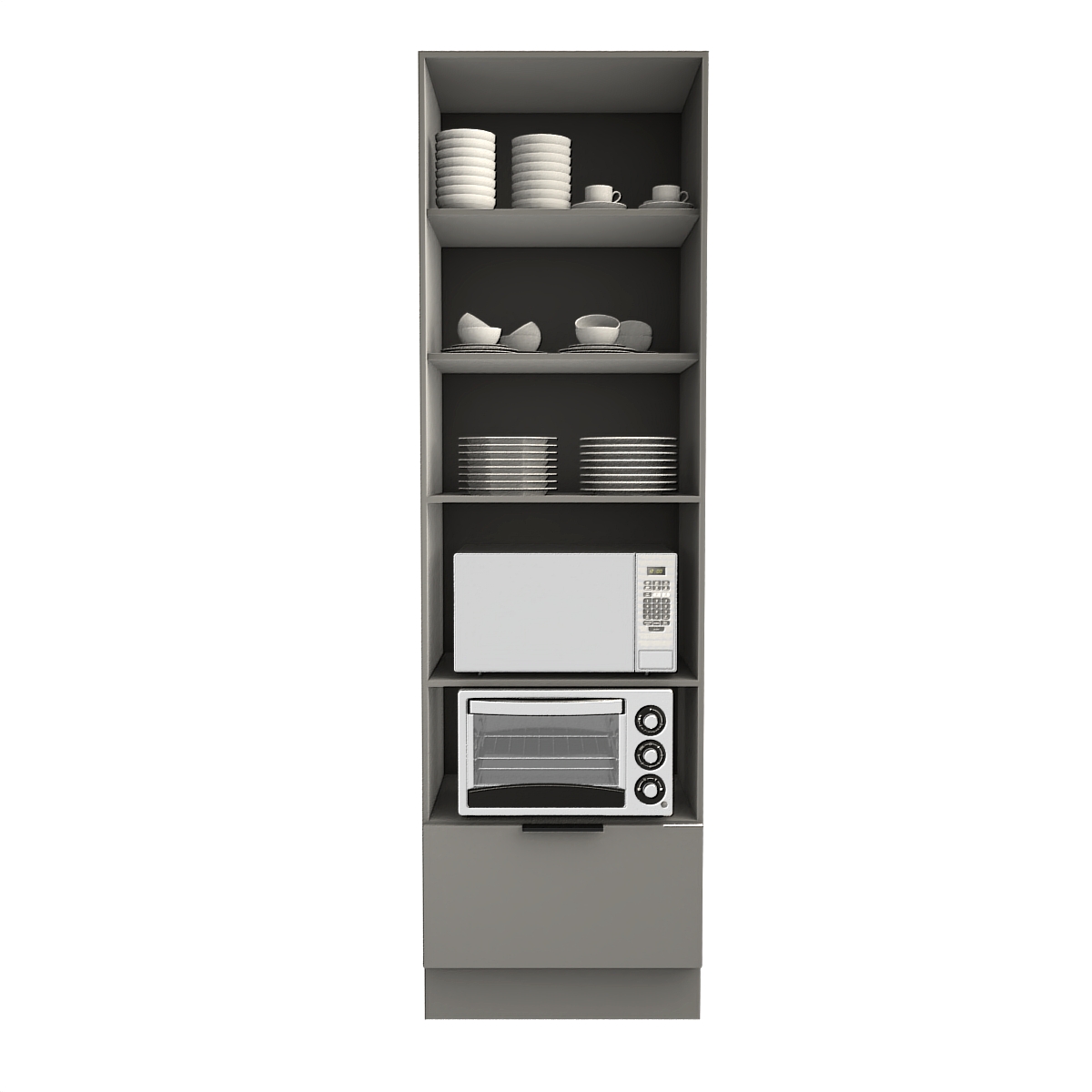 PANELEIRO LUMINA 700MM C/ROD P/MICRO E FORNO 2PT 1GV CINZA/CINZA