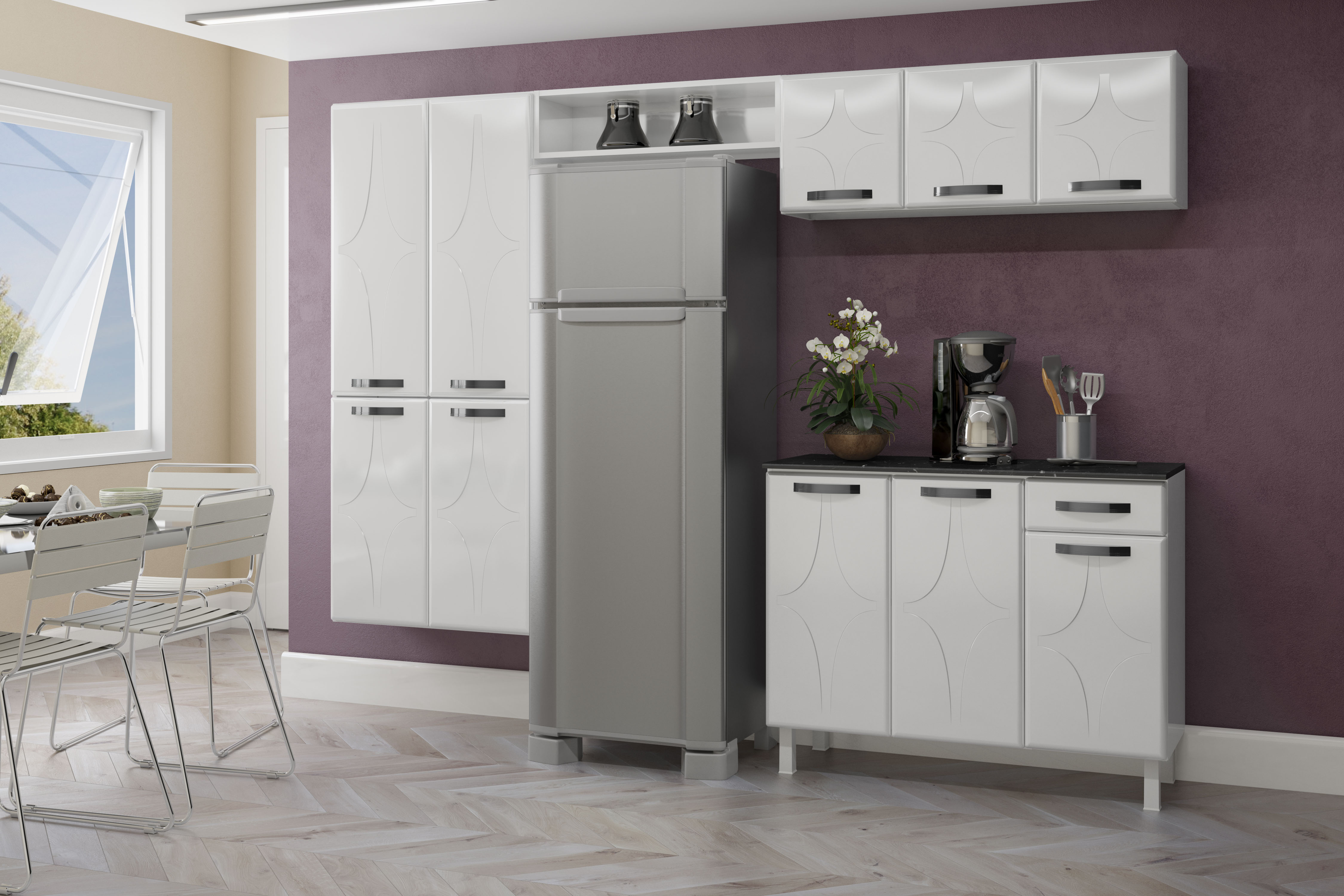 COZINHA CLEAN SMART COMPACTA 25 BRANCA COM BALCAO 1GV LASER ELETRO